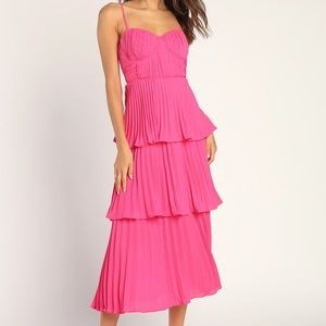 Lulus hot pink tiered dress
